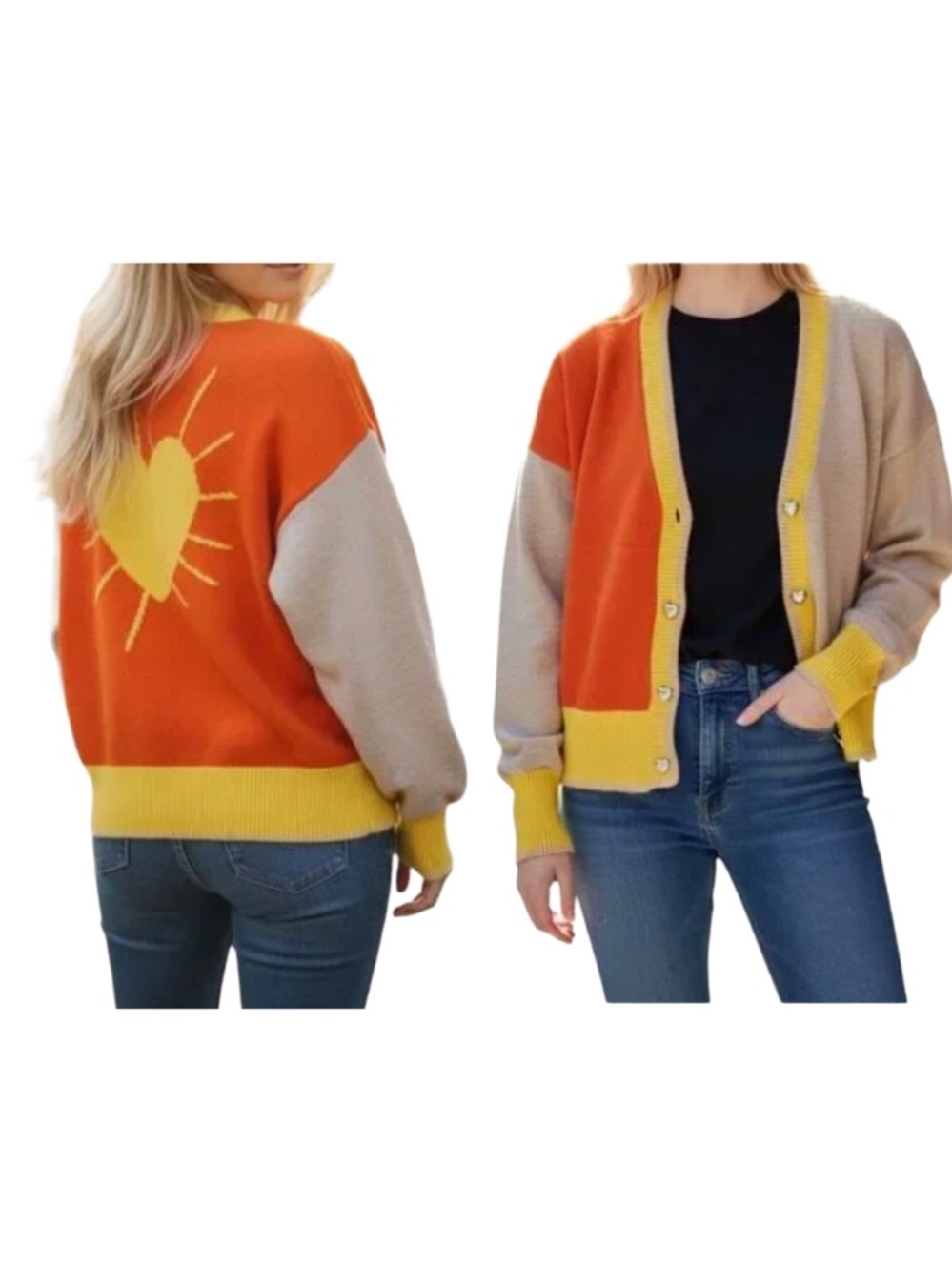 Kerri Rosenthal Heart Sunshine Colorblock Cardigan